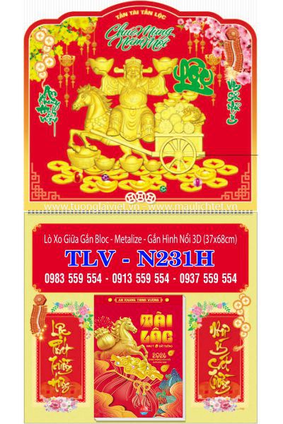 Bìa lò xo giữa dán nổi Lộc Thần Tài